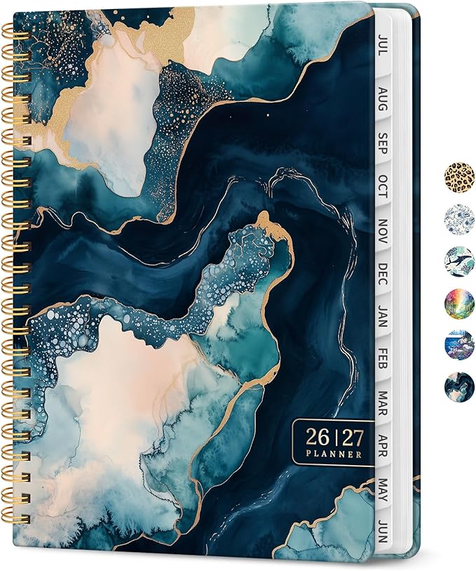 Planner 2026-2027, Monthly & Weekly Jul 2026-Jun 2027 Academic Planner | 8.5" x 11", Hardcover Spiral Calendar Planner with Tabs, School & Daily Agenda for Women, Students, Teachers, Golden Dusk