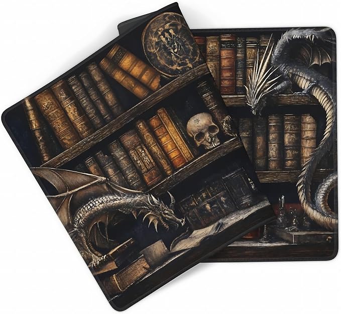 Aesthetic Dragon Gaming Mouse Pad, Earth Tone Gothic Desk Mat with Anti-Slip Base & Stitched Edges, Computer Keyboard & Laptop Pad, 35.4" x 15.7" in in Workstation Accessories