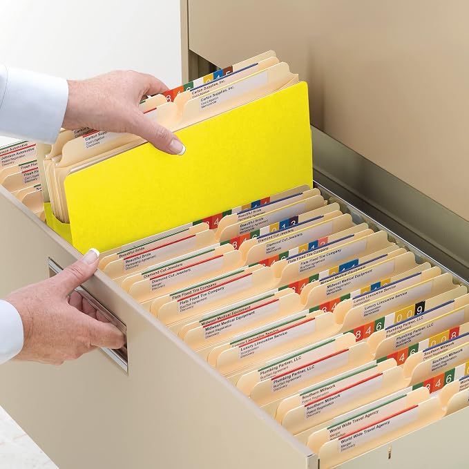Smead File Pocket, Straight-Cut Tab, 3-1/2" Expansion, Letter Size, Yellow, 25 per Box (73233)