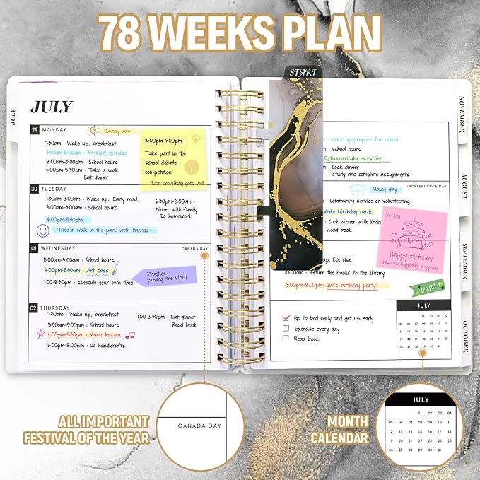 Planner 2026-2027, 18 Months Academic Daily Weekly Monthly Calendar Planner