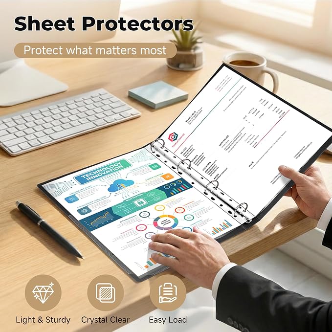 720 Pack Clear Sheet Protectors 8.5 x 11 Inch, Plastic Page Sleeves for 3 Ring Binder, Transparent Letter-Size Document Covers, Top Loading, for Paper Documents, Home, School and Office Use