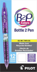 PILOT B2P Colors - Bottle to Pen Gel Pens, Purple G2 Ink, 0.7mm, 12-Pack