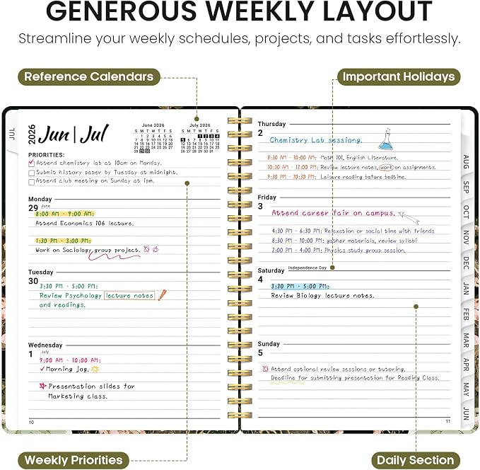 Taja Planner 2026-2027, Jul 2026-Jun 2027 Monthly & Weekly Calendar Planner | 8.5" x 11", Hardcover Academic Calendar, Teacher Student Agenda Book with Tabs, School Office Supplies, Wildwood Fox