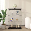 Frameless Glass Display Cabinet, Curio Cabinet with Lock and 2 Doors, Quick-Install Floor Standing Showcase Display Shelf for Collectibles, Legos, Figures, Plants