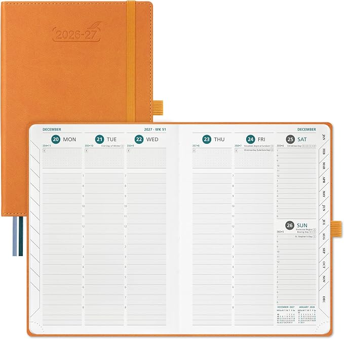 BEZEND Planner 2026-2027 Weekly and Monthly, Hourly Timeslot (A5-6"x8.5")