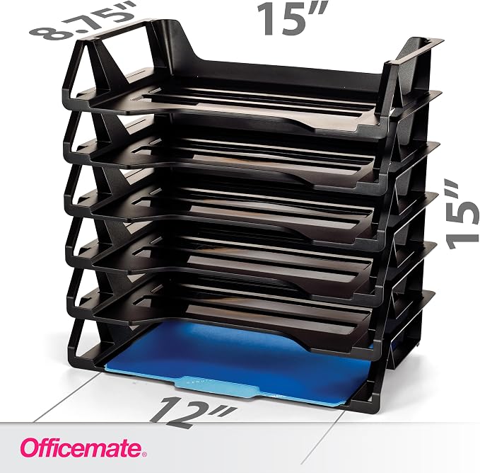 Officemate Recycled Desk Tray,Side Load,15 1/8 x 8 7/8 x 15,Letter/A4, (26212),6 Count (Pack of 4)