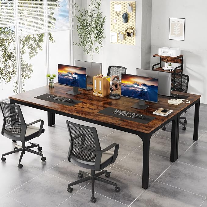 LITTLE TREE 78.7 Inches Extra Long Two Person Office Desk,Double Workstation for Home Office