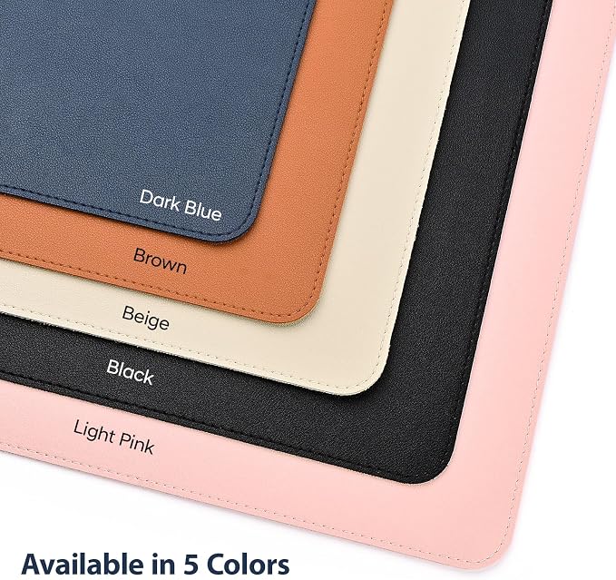 Leather Desk Pad Protector, Office Desk Mat, Large Mouse Pad, Non-Slip PU Leather Desk Blotter, Waterproof Computer Desk Writing Pad for Office and Home (Dark Blue, 47.2" x 23.6")