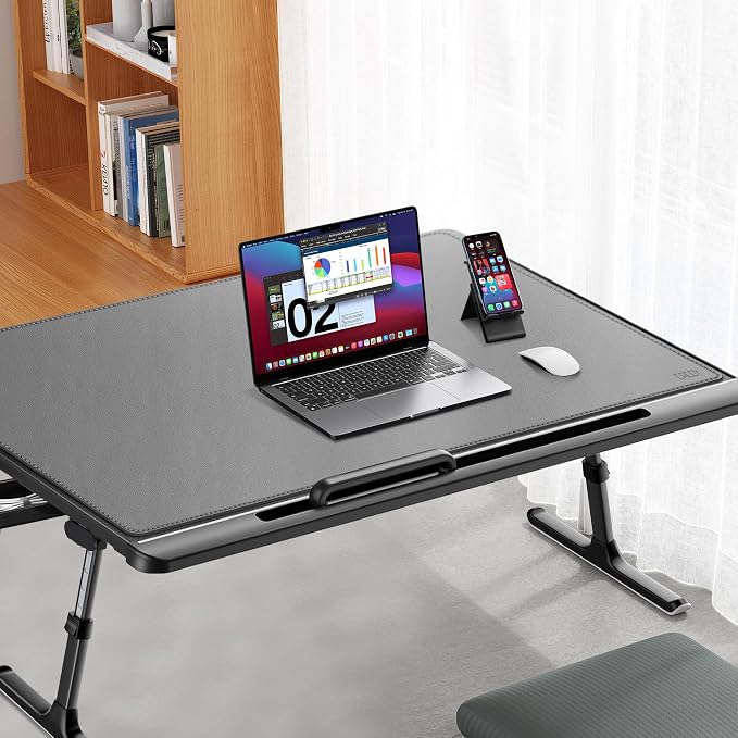 Cacoy 40" x 24" PU Leather Moues Pad for Desk, XXL Large Computer Desk Pad Blotters for Keyboard and Mouse, Waterproof Desk Mat Protector for Office and Home (Grey)
