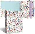 3 Ring Binder 2 Inch Round Ring Binder with 6 Tab Dividers，Cute Clipboard with Storage(Wild Flowers)