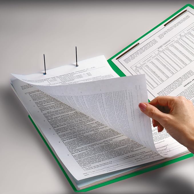 Smead End Tab Fastener File Folder, Shelf-Master® Reinforced Straight-Cut Tab, 2 Fasteners, Letter Size, Green, 50 per Box (25140)