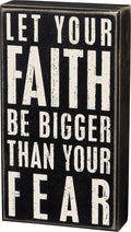 Primitives by Kathy 19440 Classic Black and White Box Sign, 5 x 9-Inches, Let Your Fath Be Bigger