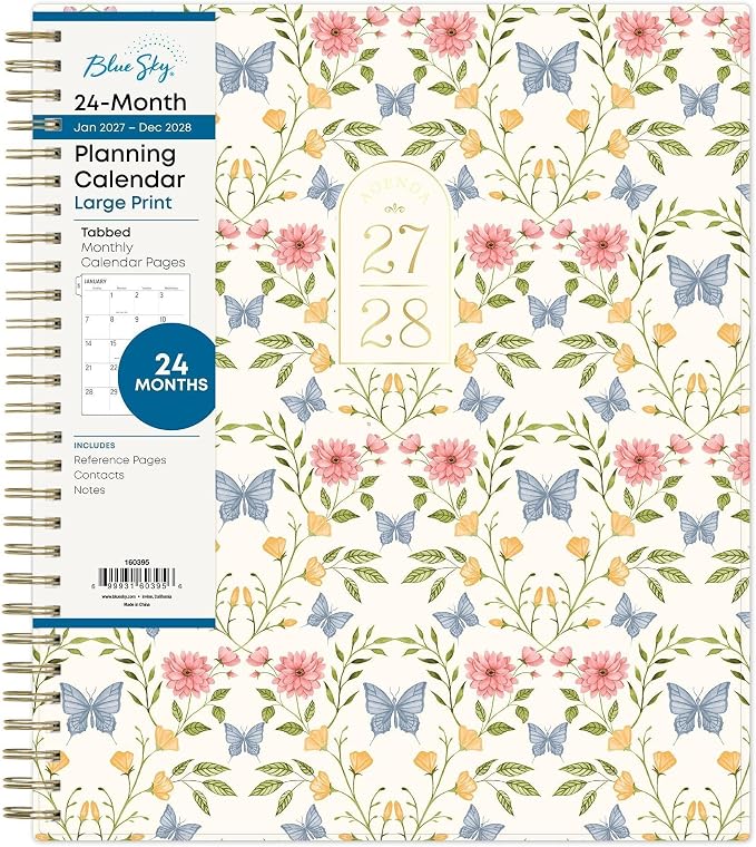 Blue Sky 2027 24-Month Monthly Planner Calendar, 8"x10", Large Print, Moyer