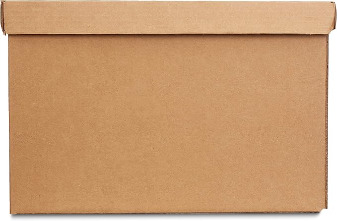 Amazon Basics Moving and Storage Boxes with Handles and Lift-Off Lids, File Storage, Collapsible, 15x10x12 in, Brown, 20-Pack