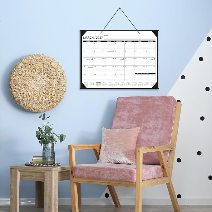2027 Desk Calendar - JAN. – DEC. 2027, 22" x 17", Large Desk Calendar 2027 | 12 Monthly Large Desk/Wall Calendars 2-in-1, Corner Protector, Desk Pad, Large Ruled Blocks