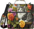 MNSRUU 3 Ring Binder Bag, 2 Inch D-Rings Easily Organizes 1 Inch Fits Letter Sized Paper, Gray Cat on The Garden Fence Large 3 Hole Zipper Binder Organizer for School Office Supplies