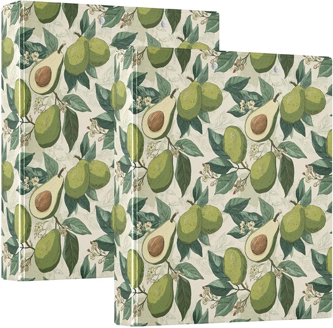Avocado Palm Leaf 1.5 Inch 3 Round Ring Binders with Pocket Clip, Holds 200 Sheets Documents for Office Classroom Student Organization Hard d Ring Binders with Printed
