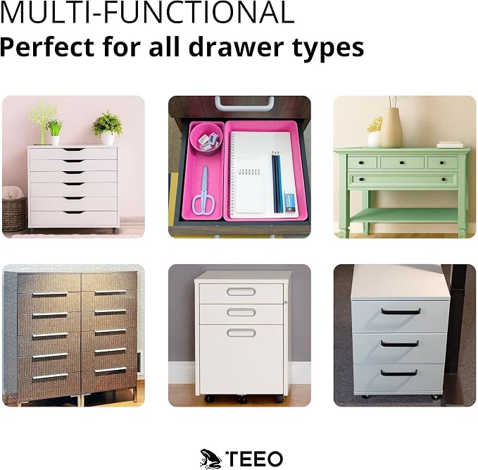 Teeo - Desktop Storage Drawers - Makeup Organizer Drawers - Office Drawer Organizer Tray - Pink Organizers and Storage - Home Desk Bins Dividers Box Compartment Organization - Pack of 7, Hot Pink