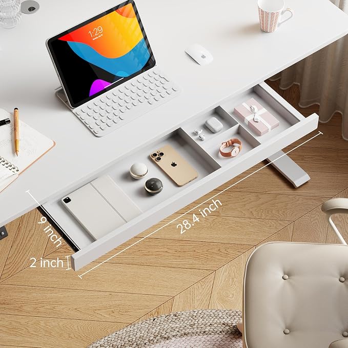 Under Desk Storage Drawer, Shallow Under Desk Drawer Organizer (White 23.5 inch)
