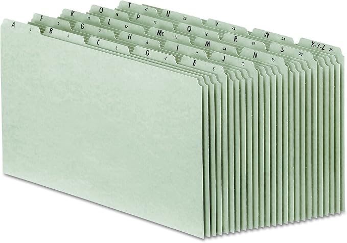 Pendaflex PN1025 A-Z Top Recycled File Guides, 25 pt. Gray Pressboard, 1/5, Legal, 25/Set