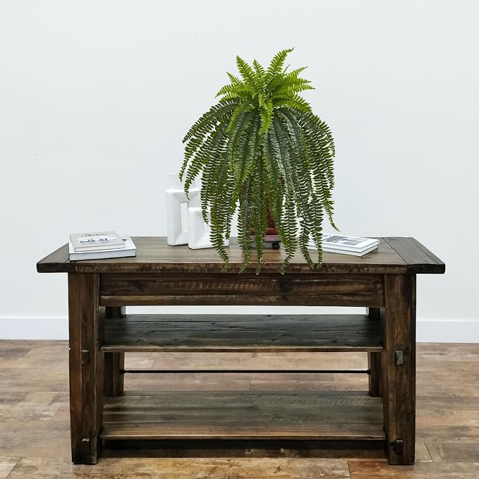 Nearly Natural 48in Boston Fern Artificial Plant, Large Hanging Fake Plant with 52 Long Realistic Fronds, Maintenance-Free Faux Fern for Office and Home Decor