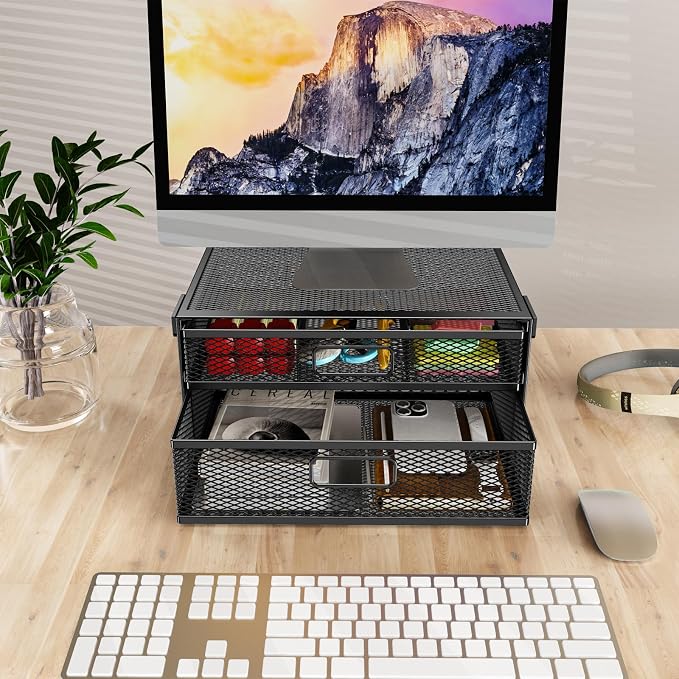 Under Desk Drawer Organizer No Drilling 2 Slide Out Drawer Under Desk Storage Drawer Clamp On Under Desk Management Drawer Organizer Suitable for Home and Office