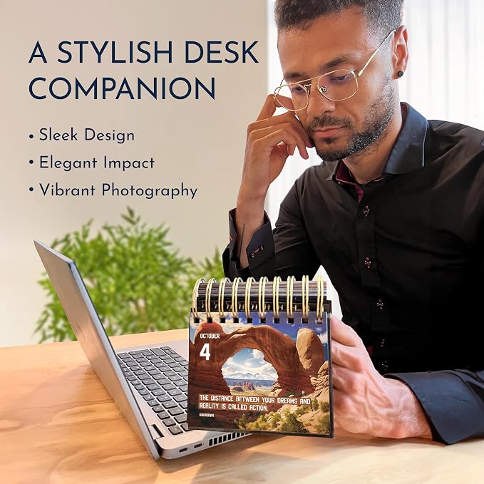 Inspirational Gifts for Men, Motivational Desk Calendar, 366 Daily Quotes | Office Gifts for Men, Perpetual Motivational Flip Calendar, Executive Desk Decor, Daily Leadership Quotes & Mindset
