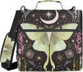 3 Ring Zipper Binder with Shoulder Strap Green Luna Moth Flowers Moon Stars 1.5 inch Binders Keeper Large Capacity Multi Pockets for School Office Supplies