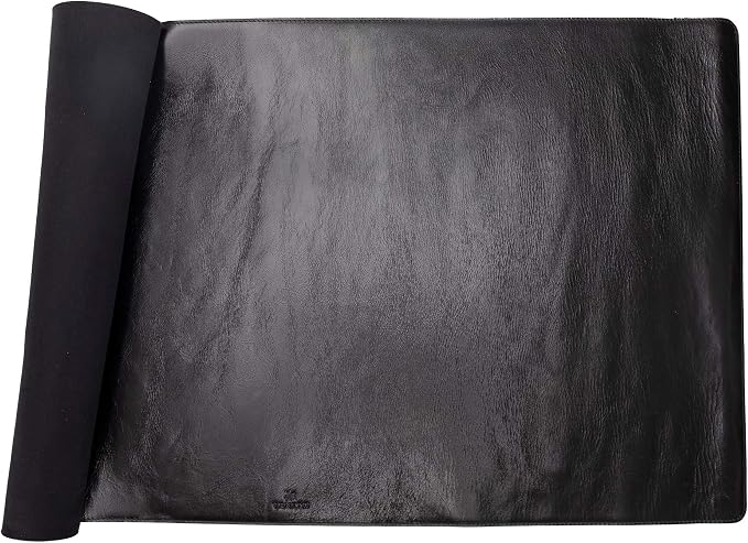 Premium Leather Desk Mat (36 X 19 inch) - Large Mouse Mat for Home Office Accessories (Rustic Black)*