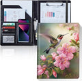 Padfolio/Portfolio Folder Clipboard,Padfolio Clipboard,Writing Portfolio Leather with Cover for Card Holder Slot Letter Size A4 for Office Conference Notepad Clip Boards,Birds Pink Flowers