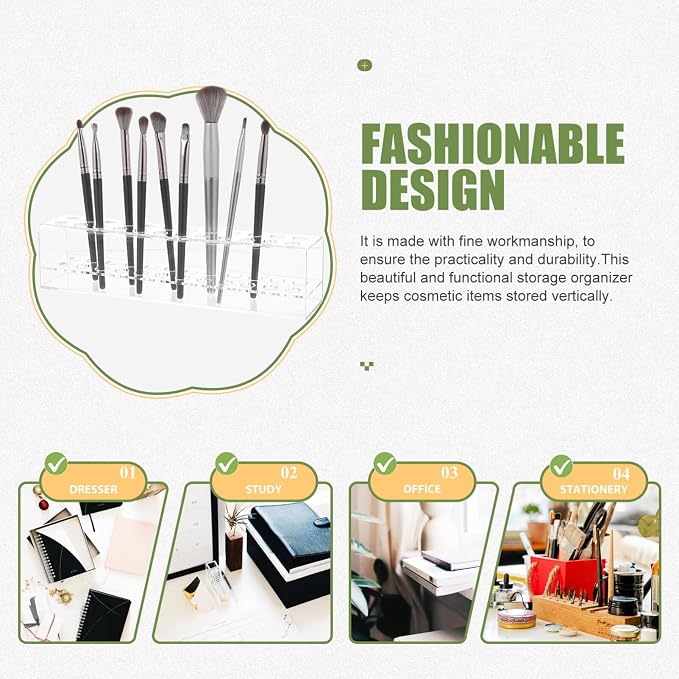 Tofficu Acrylic Pen Holder, Slots Pen Display Stand Double Layer, Clear Pen Stand For Marker Pens Makeup Brush Home Office Desk Supplies