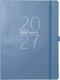 Graphique Apollo Blue 18 Month Planner, July 2026 – Dec. 2027, Hardbound Vegan Leather Planner with Monthly Tabs, Holidays & Reminder Stickers, 8” x 10”