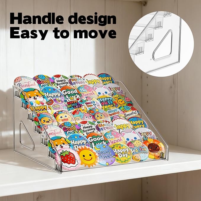 7 Tier Transparent Acrylic Button Pins Organizer Stand, Versatile Clear Acrylic Large Capacity Storage Organizer Tray Display Box for Button Pins Badges Glasses Makeup Nail Polish Graded Cards