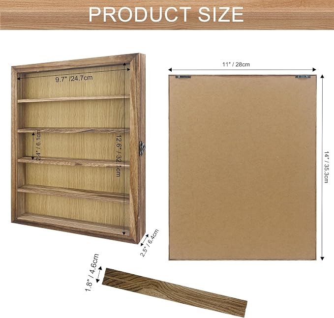 FramePro Shadow Box Frame Display Case 11x14 with Removable Shelves, Deep Memory Box Trinket Knick Knack Shelf Cabinet for Collector, Keepsake Coins Military Medals Wedding Flowers Real Wood