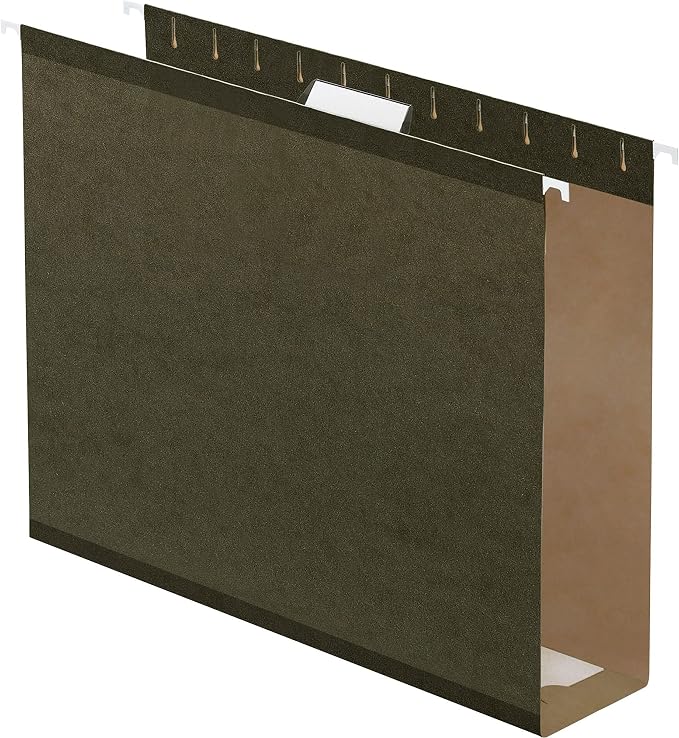 Pendaflex 04152X3 Extra Capacity Reinforced Hanging File Folders, 3", Letter Size, Standard green, 1/5 Cut, 25/BX (4152x3)