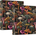 Black Bg Various Mushrooms Binder 3 Ring 1.5 Inch Binder with Clipboard&Pockets, Hardcover Binders Heavy Duty Large File Folder for Office School Supplies - Holds 200 Sheets, 2 PC
