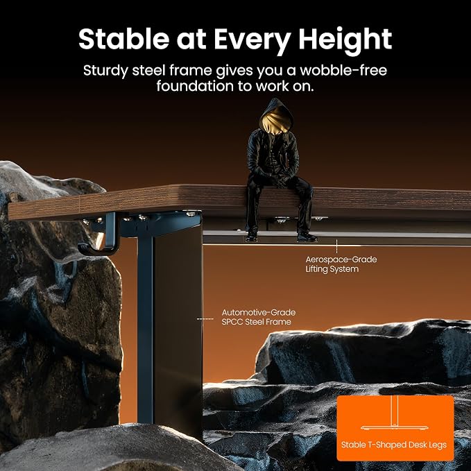 ErGear Height Adjustable Electric Standing Desk, 63 x 28 Inches Sit Stand up Desk, Memory Computer Home Office Desk, Dark Walnut