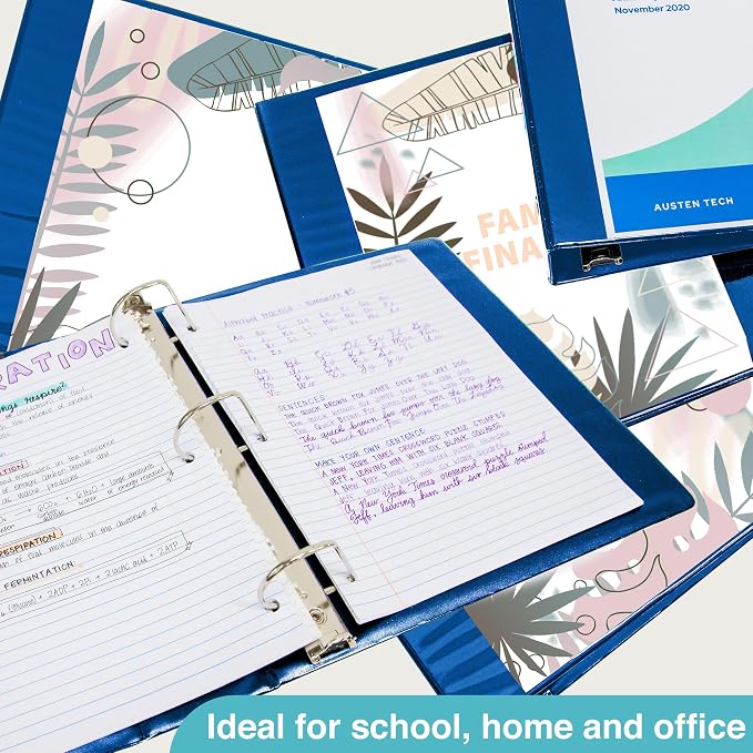 BAZIC Products 2" Blue 3-Ring View Binder, Slant-D Ring, 2 Pockets, 2-Pack | 2 inside pockets, 2 in Blue view 3-ring binder, slant-D rings, holds up to 480 sheets, Durable poly cover