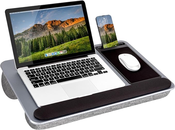 LAPGEAR Home Office Pro Lap Desk – Silver Carbon, Fits 15.6” Laptops