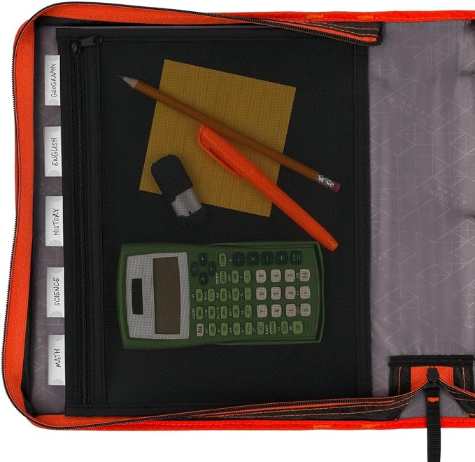 Five Star Zipper Binder, 2 Inch 3-Ring Binder with Round Rings, Expansion Panel and 5-Tab Expanding File, 580 Sheet Capacity, Red/Black (29052CE8)