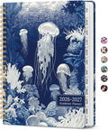 Planner 2026-2027, Monthly & Weekly Jul 2026-Jun 2027 Calendar Book | 6.3" x 8.5", Hardcover Spiral Planner with Tabs, School & Daily Pretty Agenda for Women, Students, Teachers, Ocean Etching