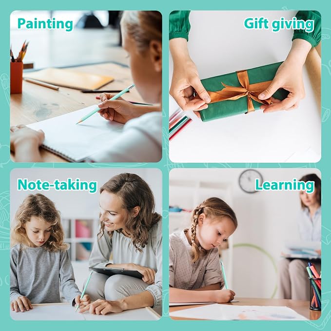 24PCS Macaron Blue Colored Pencils with Eraser Pre Sharpened Pencil 2 HB - Ideal for Checking, Grading, Tests & Office/School Supplies