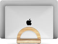 Kothar Premium Wood Vertical Laptop Stand - Adjustable Dual Slot Bamboo Holder for MacBook, Dell, HP, and More | Space-Saving Desktop Organizer | Eco-Friendly, Sleek & Durable Design