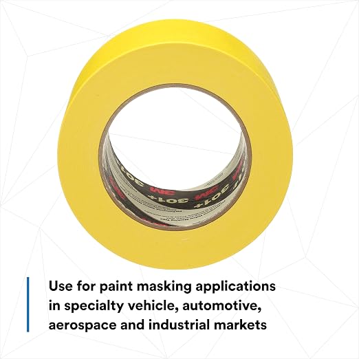 3M 301+ High Performance Masking Tape, Yellow, 3 in x 60 yds – High Performance Holding and Masking Tape for Automotive, Speciality Vehicle and Industrial Markets, Case of 12