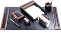 DACASSO Wood & Leather Desk Set - Luxury Leather Desk Pad & Desk Organization Essentials (Walnut and Black, 7 Piece)