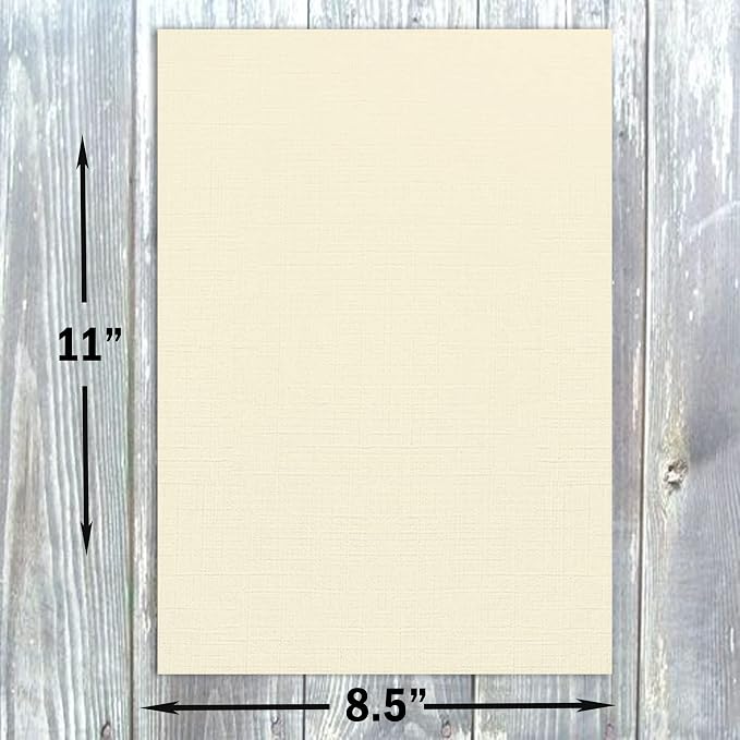Hamilco Ivory Linen Textured Cardstock Paper 8.5x11-80lb Cover Heavyweight Card Stock with Linen Finish for Inkjet Printers, Resumes, Invitations & Stationery (50 Sheets)