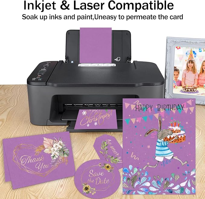 Purple Cardstock 100 Sheets 80lb Cardstock Paper 8.5 x 11 | Goefun Purple Paper for Wedding Invitations, DIY Cards, Menus, Crafts