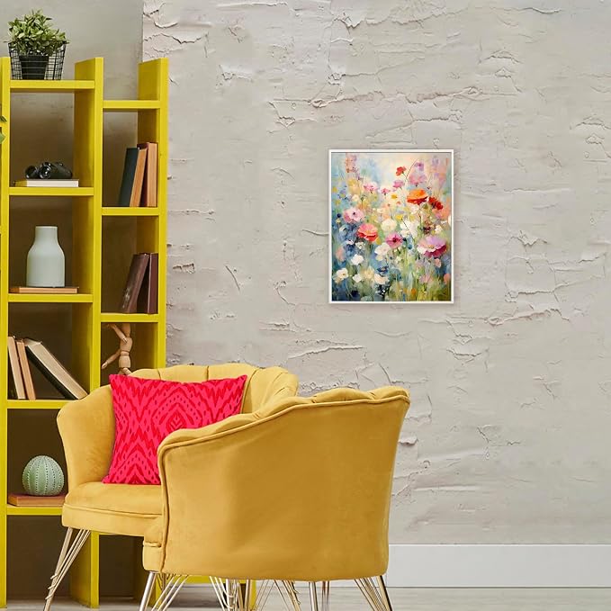 'Wildflower Breeze Impression'| Framed Giclee Art | Stupell Industries | White, 16 x 20 Inches, Easy to Hang and Sturdy, Made in USA, by Creative Studio