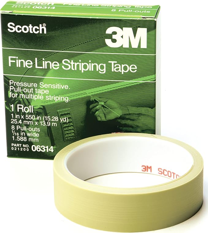 3M Scotch Fine Line Striping Tape, 8 Pull Outs, 06314, 1 in x 550 in