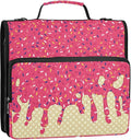 Red Ice Cream Print 3 Ring Binder Bag 1.5 inch Binder Organizer with Zipper Shoulder Strap 500 Sheet Documents Storage for School Office